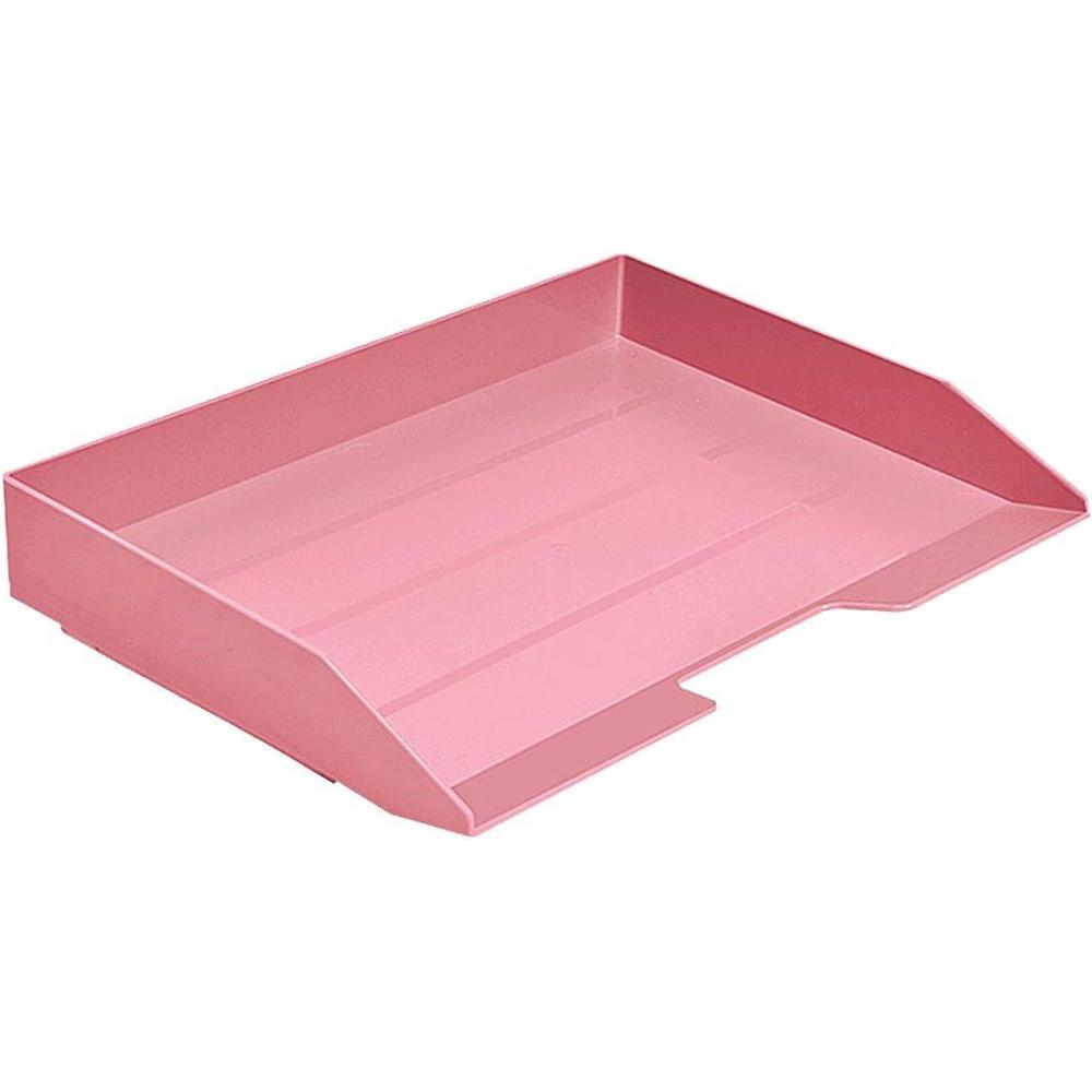 imageAcrimet Stackable Letter Tray Single Side Load Plastic Desktop File Organizer Solid Pink Color 1 Unit
