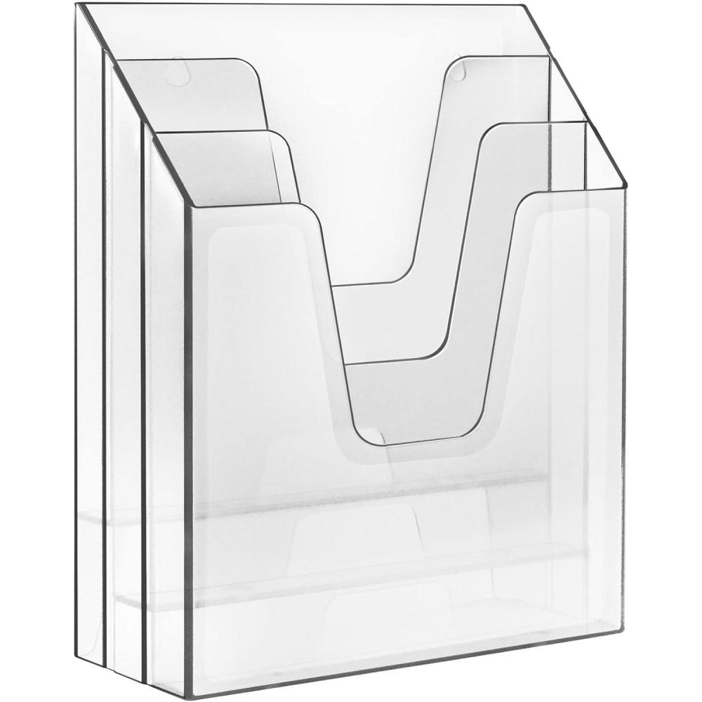 imageAcrimet Vertical Triple File Folder Holder Organizer File Sorter Plastic Clear Crystal ColorClear Crystal