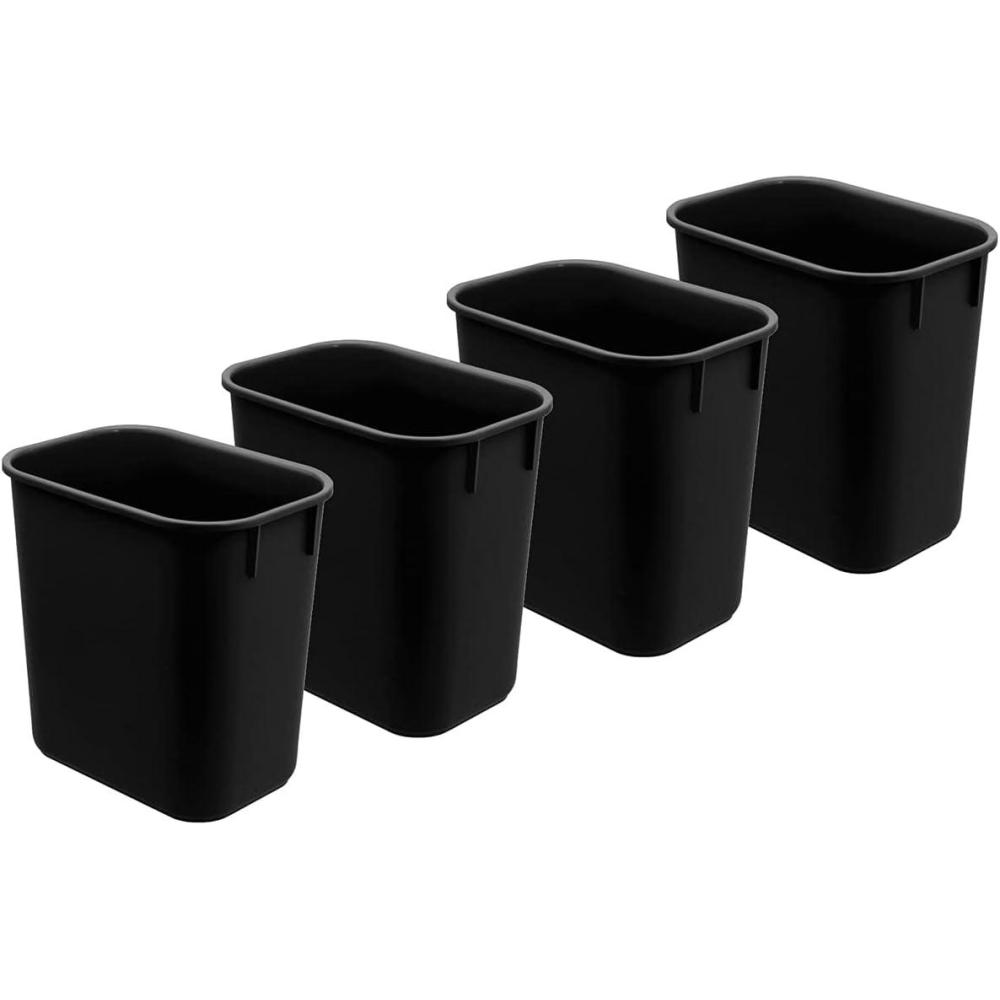 imageAcrimet Wastebasket Deskside Bin 325 Gallon13 Quart 12 Liter Plastic Black Color Set of 44