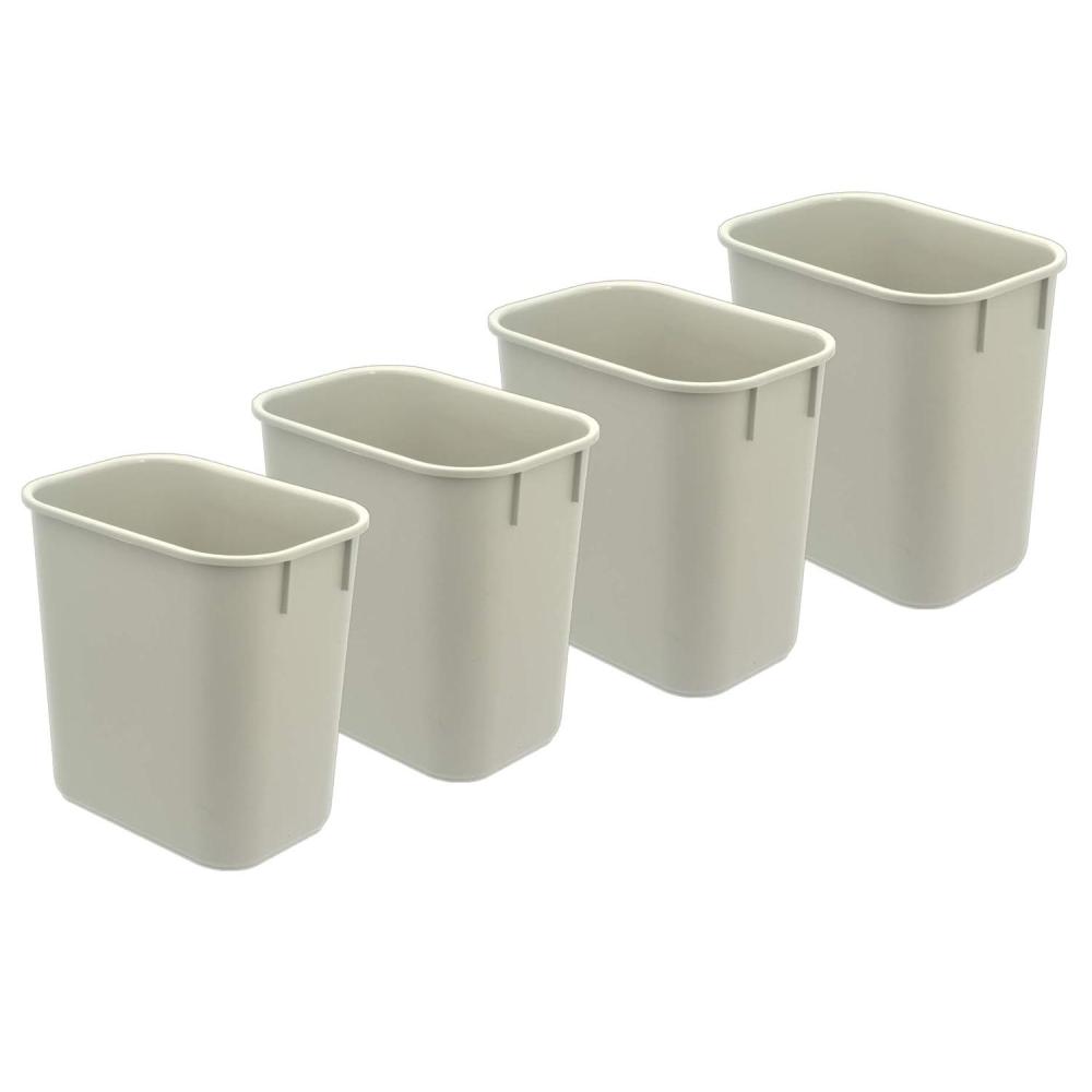 imageAcrimet Wastebasket Deskside Bin 325 Gallon13 Quart 12 Liter Plastic Light Gray Color Set of 4