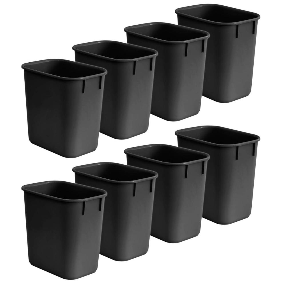 imageAcrimet Wastebasket Deskside Bin 325 Gallon13 Quart12 Liter Plastic Black Color Set of 8