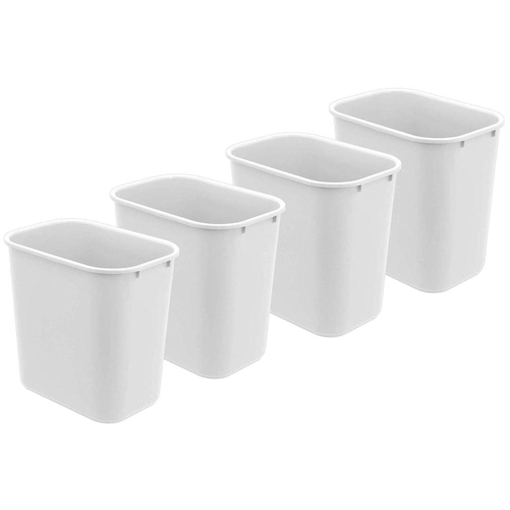 imageAcrimet Wastebasket Deskside Bin 675 Gallon 27 Quart 24 Liter Plastic White Color Set of 4