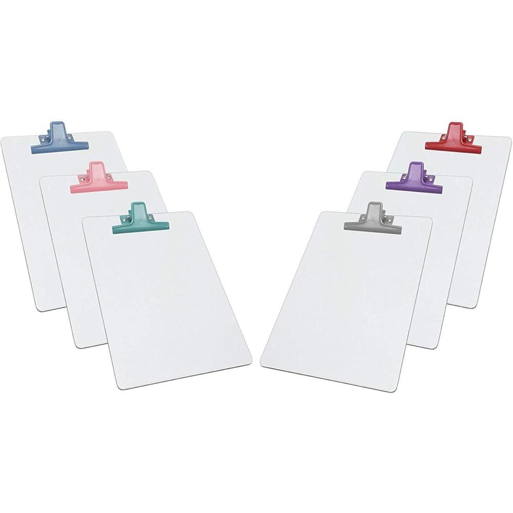imageAcrimet White Clipboard Letter Size A4 13 x 9 116 Premium Metal Clip Hardboard Assorted Color Clip 6 Pack