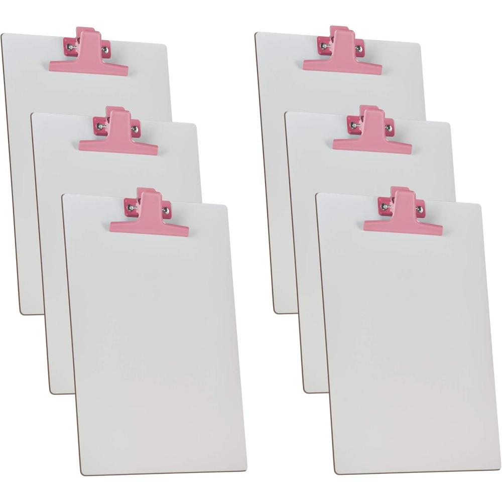 imageAcrimet White Clipboard Letter Size A4 13 x 9 116 Premium Metal Clip Hardboard Pink Clip 6 Pack