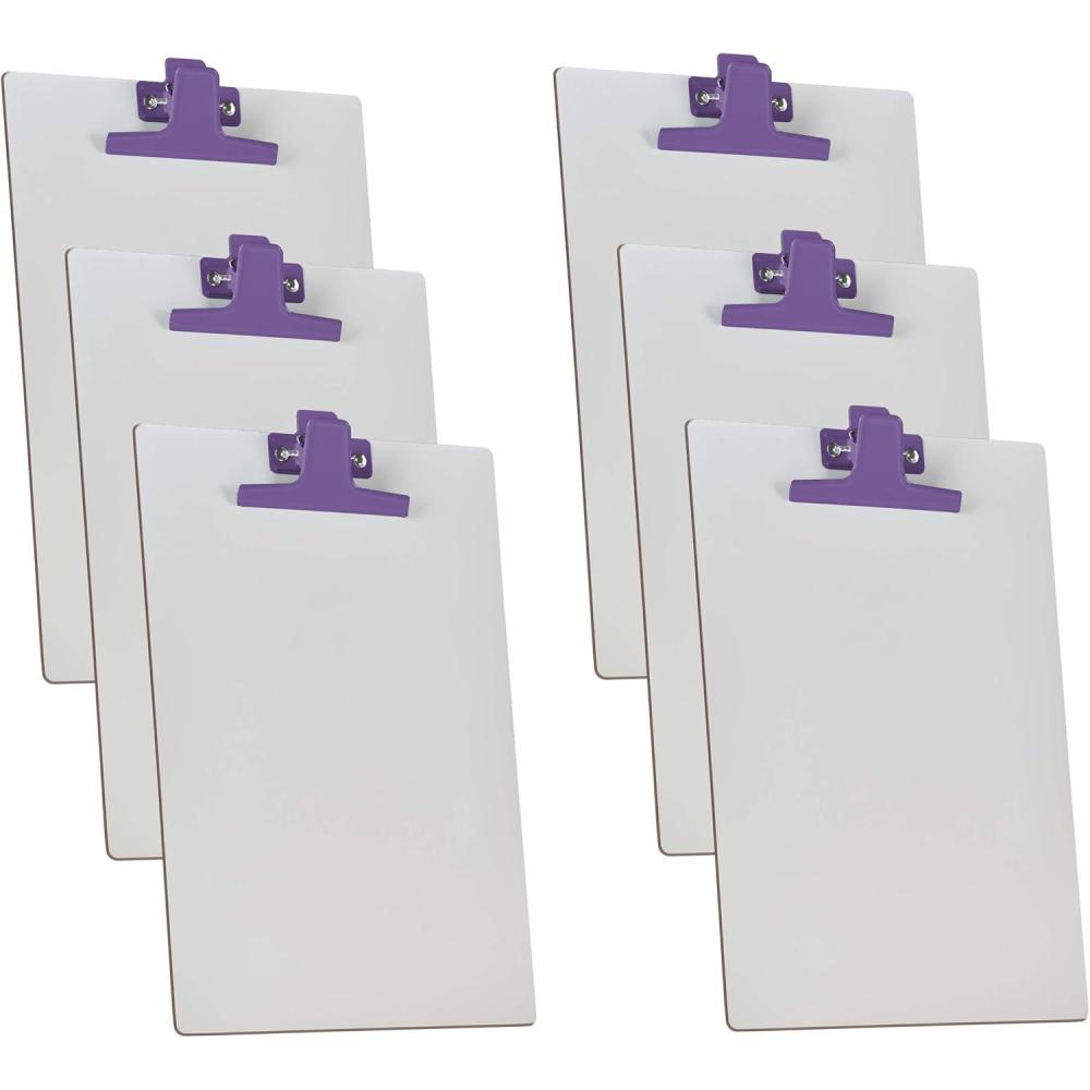 imageAcrimet White Clipboard Letter Size A4 13 x 9 116 Premium Metal Clip Hardboard Purple Clip 6 Pack