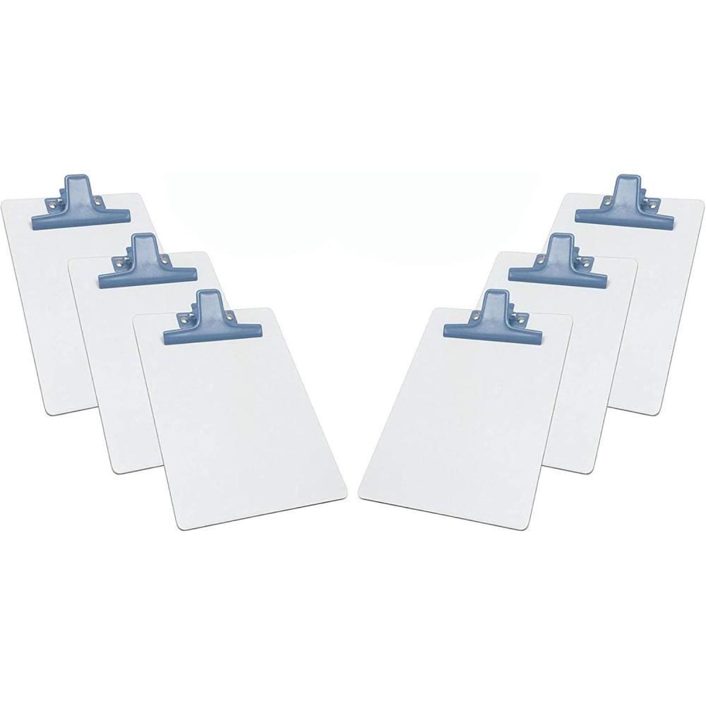 imageAcrimet White Clipboard Memo Size A5 9 116 x 6 516 Premium Metal Clip Hardboard Blue Color Clip 6 Pack