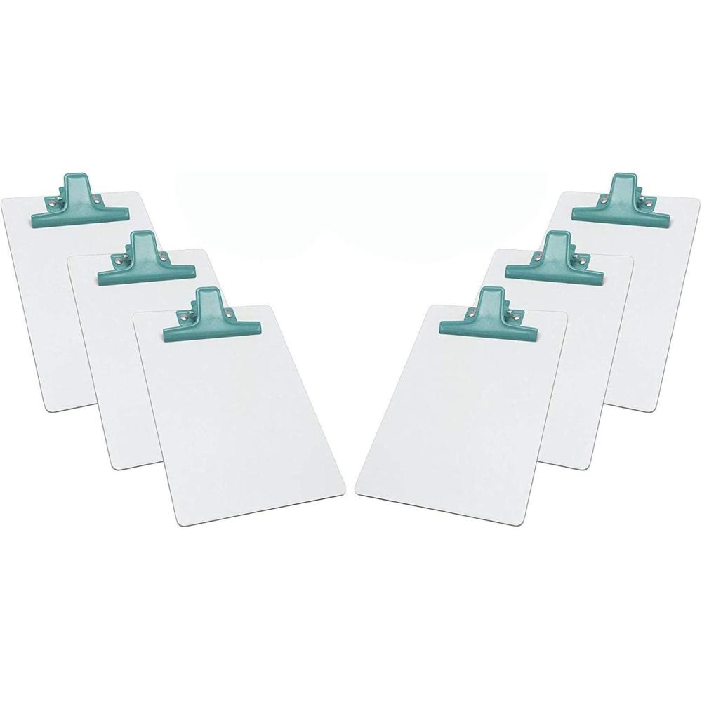 imageAcrimet White Clipboard Memo Size A5 9 116 x 6 516 Premium Metal Clip Hardboard Green Color Clip 6 Pack