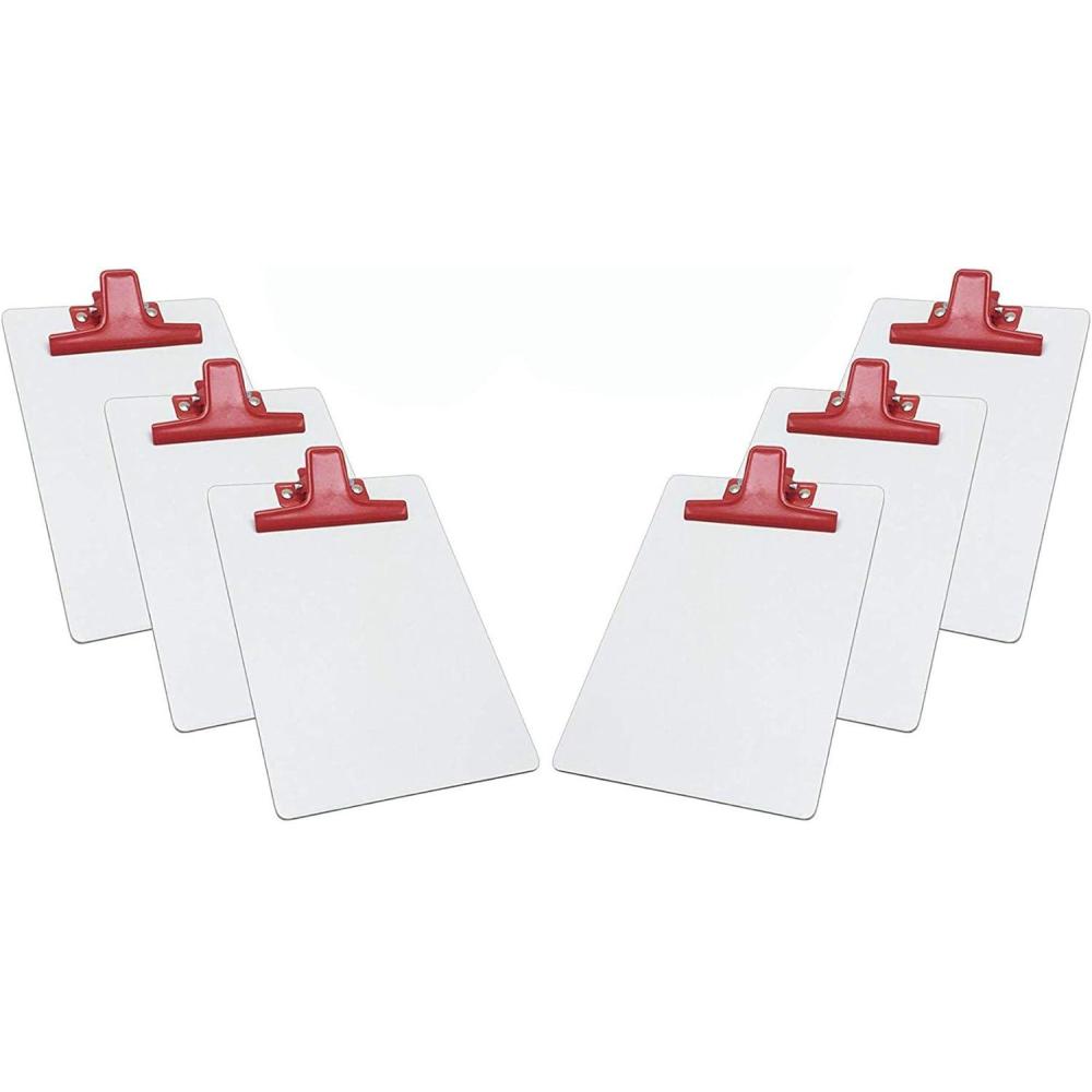 imageAcrimet White Clipboard Memo Size A5 9 116 x 6 516 Premium Metal Clip Hardboard Red Color Clip 6 Pack