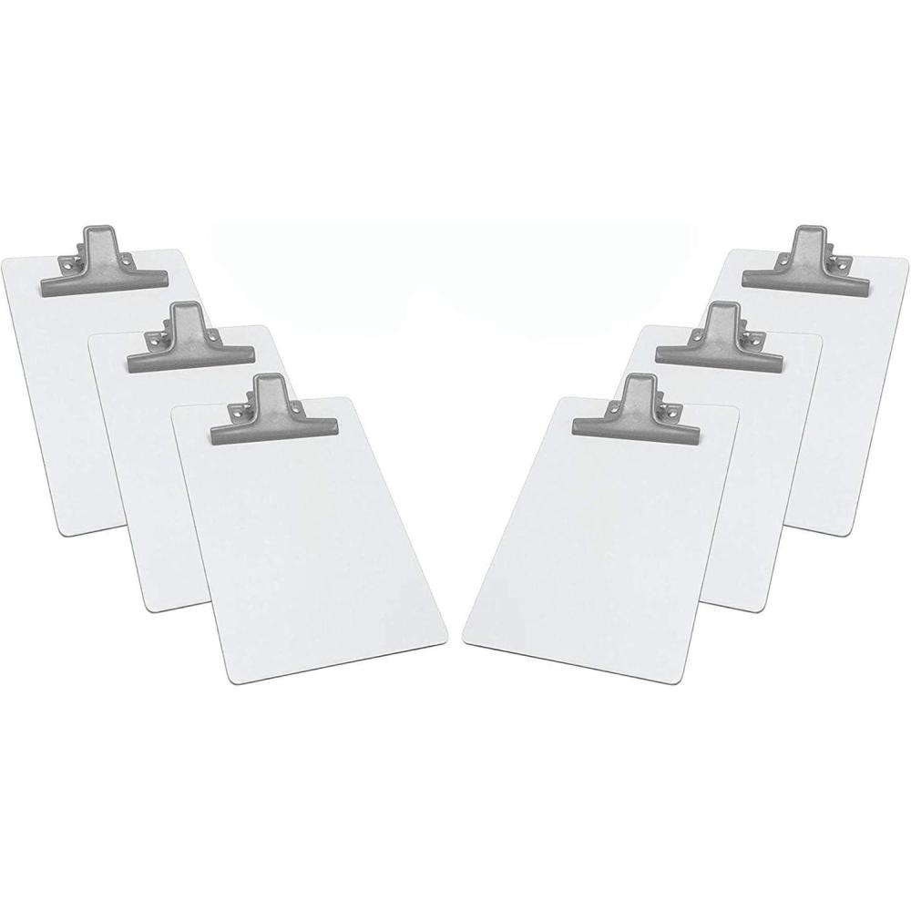 imageAcrimet White Clipboard Memo Size A5 9 116 x 6 516 Premium Metal Clip Hardboard Silver Color Clip 6 Pack