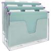 Acrimet 3 Tier Horizontal Hanging File and Folder Organizer – Desktop Storage for Paper Letter / A4 Size – Stackable Design for Office, Home, School – Plastic Clear Crystal