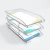 Acrimet 3 Tier Legal Letter Tray, Facility Front Load (Legal Size) (Plastic) (Clear Crystal Color) Made in USA