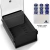 Acrimet 3 x 5 Card File Holder Organizer Box Metal Base Heavy Duty (AZ Index Cards and Divider Included) (Black Color with Clear Crystal Plastic Lid Cover)