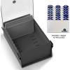 Acrimet 3 x 5 Card File Holder Organizer Box Metal Base Heavy Duty (AZ Index Cards and Divider Included) (Gray Color with Clear Crystal Plastic Lid Cover)