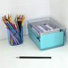 Acrimet 3 x 5 Card File Holder Organizer Box Metal Base Heavy Duty (AZ Index Cards and Divider Included) (Green Color with Clear Crystal Plastic Lid Cover)