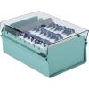Acrimet 3 x 5 Card File Holder Organizer Box Metal Base Heavy Duty (AZ Index Cards and Divider Included) (Green Color with Clear Crystal Plastic Lid Cover)
