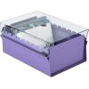 Acrimet 3 x 5 Card File Holder Organizer Box Metal Base Heavy Duty (AZ Index Cards and Divider Included) (Purple Color with Clear Crystal Plastic Lid Cover)