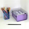 Acrimet 3 x 5 Card File Holder Organizer Box Metal Base Heavy Duty (AZ Index Cards and Divider Included) (Purple Color with Clear Crystal Plastic Lid Cover)