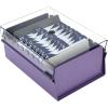 Acrimet 3 x 5 Card File Holder Organizer Box Metal Base Heavy Duty (AZ Index Cards and Divider Included) (Purple Color with Clear Crystal Plastic Lid Cover)