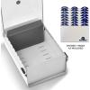 Acrimet 3 x 5 Card File Holder Organizer Box Metal Base Heavy Duty (AZ Index Cards and Divider Included) (White Color with Clear Crystal Plastic Lid Cover)