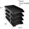 Acrimet 4 Tier Legal Letter Tray, Facility Front Load (Legal Size) (Plastic) (Black Color) Made in USA