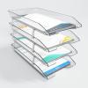 Acrimet 4 Tier Legal Letter Tray, Facility Front Load (Legal Size) (Plastic) (Clear Crystal Color) Made in USA