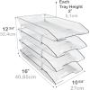 Acrimet 4 Tier Legal Letter Tray, Facility Front Load (Legal Size) (Plastic) (Clear Crystal Color) Made in USA