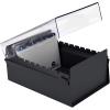 Acrimet 4 x 6 Card File Holder Organizer Box Metal Base Heavy Duty (AZ Index Cards and Divider Included) (Black Color with Clear Crystal Plastic Lid Cover)