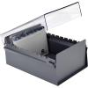 Acrimet 4 x 6 Card File Holder Organizer Box Metal Base Heavy Duty (AZ Index Cards and Divider Included) (Gray Color with Clear Crystal Plastic Lid Cover)