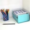 Acrimet 4 x 6 Card File Holder Organizer Box Metal Base Heavy Duty (AZ Index Cards and Divider Included) (Green Color with Clear Crystal Plastic Lid Cover)