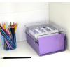 Acrimet 4 x 6 Card File Holder Organizer Box Metal Base Heavy Duty (AZ Index Cards and Divider Included) (Purple Color with Clear Crystal Plastic Lid Cover)