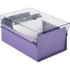 Acrimet 4 x 6 Card File Holder Organizer Box Metal Base Heavy Duty (AZ Index Cards and Divider Included) (Purple Color with Clear Crystal Plastic Lid Cover)
