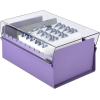 Acrimet 4 x 6 Card File Holder Organizer Box Metal Base Heavy Duty (AZ Index Cards and Divider Included) (Purple Color with Clear Crystal Plastic Lid Cover)