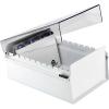 Acrimet 4 x 6 Card File Holder Organizer Box Metal Base Heavy Duty (AZ Index Cards and Divider Included) (White Color with Clear Crystal Plastic Lid Cover)