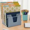 Acrimet 5 Section Incline File Sorter Organizer, Mail, Folder, Letter Desk Organizer, Rack for Office Organization Desktop (Plastic) (Silver Color)
