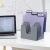 Acrimet 5 Section Incline File Sorter Organizer, Mail, Folder, Letter Desk Organizer, Rack for Office Organization Desktop (Plastic) (Silver Color)