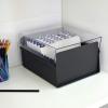 Acrimet 5 X 8 Card File Holder Organizer Box Metal Base Heavy Duty (AZ Index Cards and Divider Included) (Black Color with Clear Crystal Plastic Lid Cover)