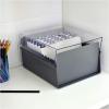 Acrimet 5 X 8 Card File Holder Organizer Box Metal Base Heavy Duty (AZ Index Cards and Divider Included) (Gray Color with Clear Crystal Plastic Lid Cover)