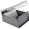Acrimet 5 X 8 Card File Holder Organizer Box Metal Base Heavy Duty (AZ Index Cards and Divider Included) (Gray Color with Clear Crystal Plastic Lid Cover)