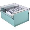 Acrimet 5 X 8 Card File Holder Organizer Box Metal Base Heavy Duty (AZ Index Cards and Divider Included) (Green Color with Clear Crystal Plastic Lid Cover)