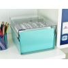 Acrimet 5 X 8 Card File Holder Organizer Box Metal Base Heavy Duty (AZ Index Cards and Divider Included) (Green Color with Clear Crystal Plastic Lid Cover)