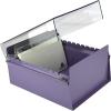 Acrimet 5 X 8 Card File Holder Organizer Box Metal Base Heavy Duty (AZ Index Cards and Divider Included) (Purple Color with Clear Crystal Plastic Lid Cover)