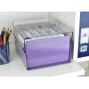 Acrimet 5 X 8 Card File Holder Organizer Box Metal Base Heavy Duty (AZ Index Cards and Divider Included) (Purple Color with Clear Crystal Plastic Lid Cover)