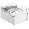 Acrimet 5 X 8 Card File Holder Organizer Box Metal Base Heavy Duty (AZ Index Cards and Divider Included) (White Color with Clear Crystal Plastic Lid Cover)