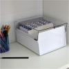 Acrimet 5 X 8 Card File Holder Organizer Box Metal Base Heavy Duty (AZ Index Cards and Divider Included) (White Color with Clear Crystal Plastic Lid Cover)