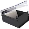 Acrimet 6 x 9 Card File Holder Organizer Box Metal Base Heavy Duty (AZ Index Cards and Divider Included) (Black Color with Crystal Plastic Lid Cover)