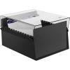 Acrimet 6 x 9 Card File Holder Organizer Box Metal Base Heavy Duty (AZ Index Cards and Divider Included) (Black Color with Crystal Plastic Lid Cover)