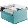 Acrimet 6 x 9 Card File Holder Organizer Box Metal Base Heavy Duty (AZ Index Cards and Divider Included) (Green Color with Crystal Plastic Lid Cover)