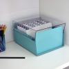 Acrimet 6 x 9 Card File Holder Organizer Box Metal Base Heavy Duty (AZ Index Cards and Divider Included) (Green Color with Crystal Plastic Lid Cover)