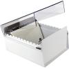 Acrimet 6 x 9 Card File Holder Organizer Box Metal Base Heavy Duty (AZ Index Cards and Divider Included) (White Color with Crystal Plastic Lid Cover)