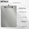 Acrimet Aluminum Clipboard, Document Holder with Low Profile Clip, Letter Size A4 (13 9/16” x 9 1/4”) (Silver Color) (1 Pack)